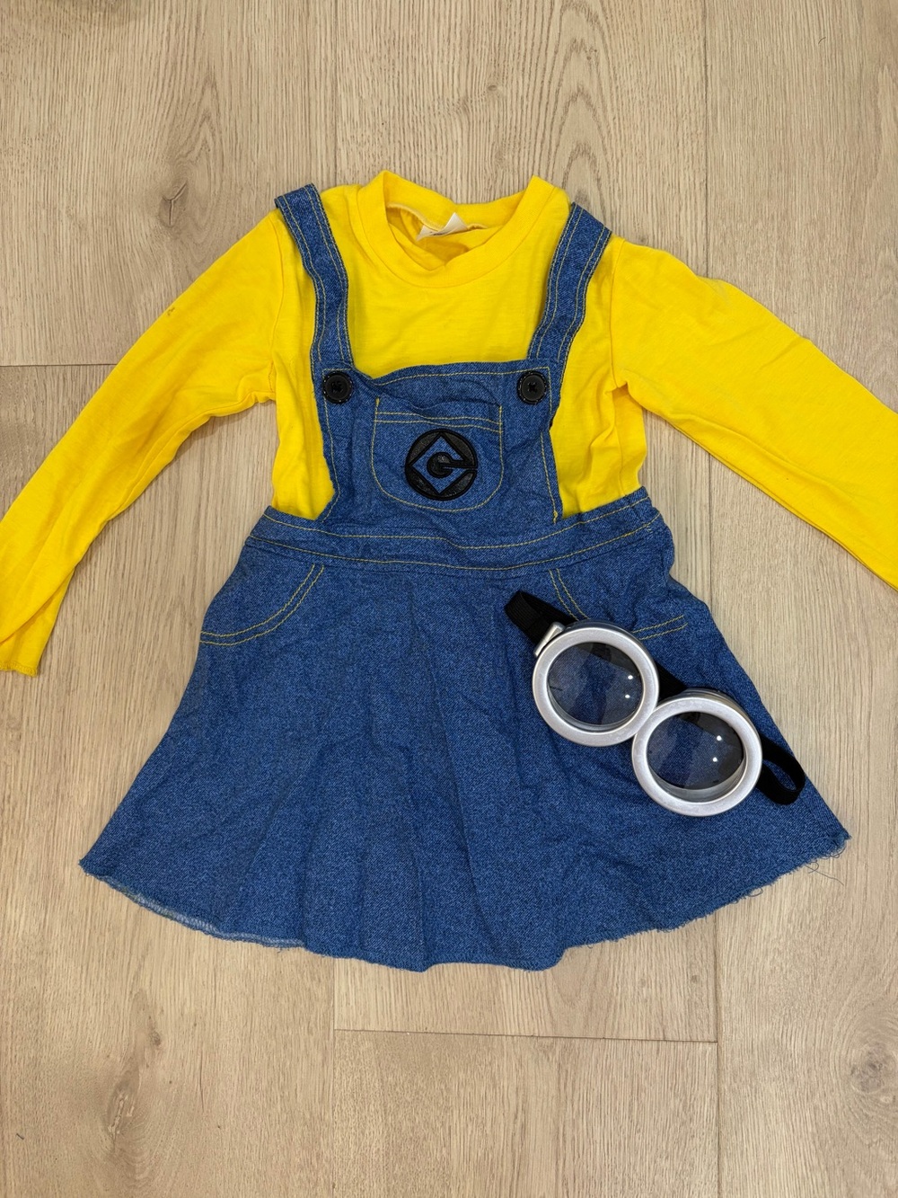Spirit Yellow and Blue Minion-Style Dress Costume with Goggles